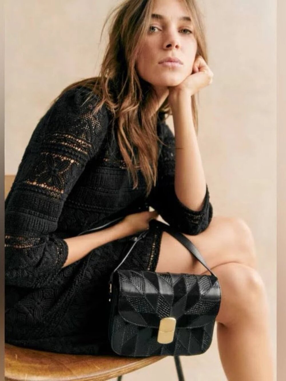 Sézane Leonille dress in black, size 38 ~ NWT!